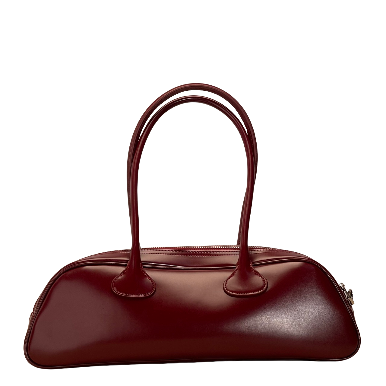 baguette bag 40 cm inseam box leather horizontal version long handle burgundy smooth leather double handle shoulder bag baguette bag 40 cm inseam box leather horizontal version long handle burgundy smooth leather double handle shoulder bag