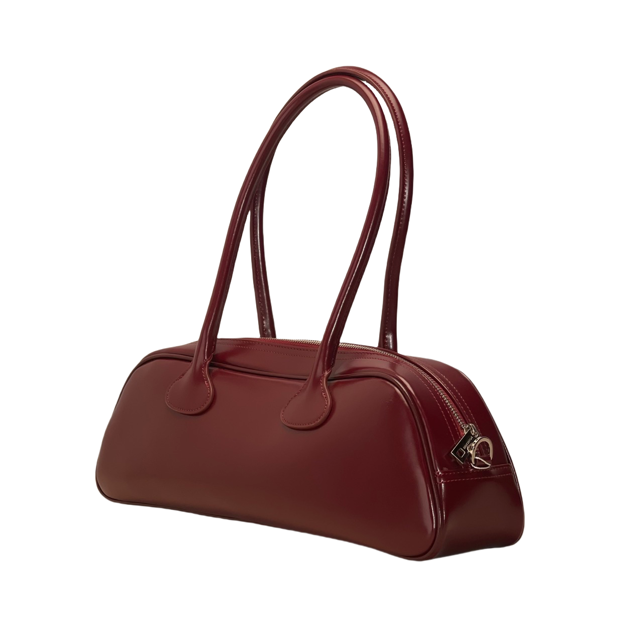baguette bag 40 cm inseam box leather horizontal version long handle burgundy smooth leather double handle shoulder bag baguette bag 40 cm inseam box leather horizontal version long handle burgundy smooth leather double handle shoulder bag