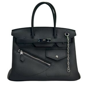 birkin bag size 30, black genuine cowhide hand stitched hac design women's handbag with full bag super textured hardware metal accessories, multifunctional and versatile, suitable for women's daily travel, commuting to important business events, is your first choice for travel no logo