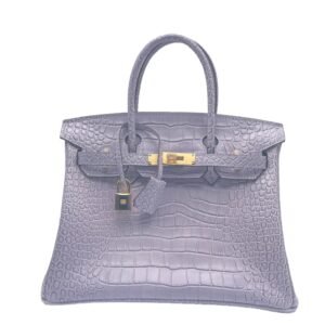 birkin bag, genuine cowhide leather, size 30, hand sewn women's handbag, crocodile texture, milk tea color, double handles with single strap, selected high quality hardware, medium size, large capacity, ideal for daily commute