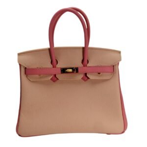 birkin bag size 30, two tone green and brown cowhide leather with gold buckle, horizontal design, women's single shoulder strap crossbody bag, medium size, large capacity, suitable for daily travel no logo